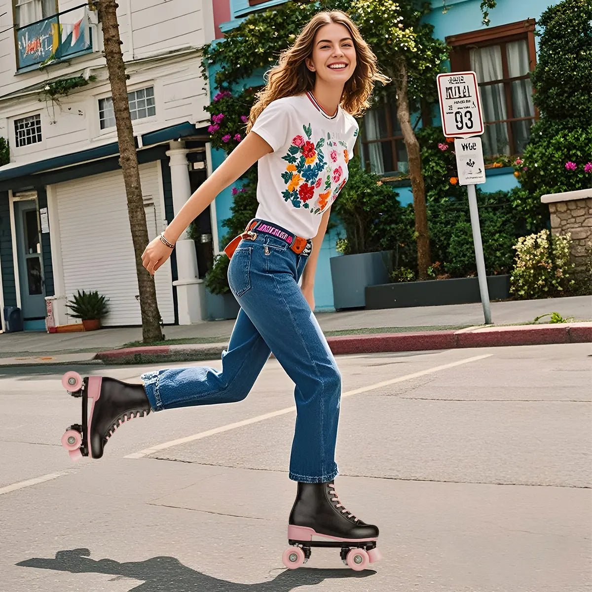 Size 35 - 40 Flashing Roller Skates For Women Double Row Quad Skate Shoes 4 Wheels Sneakers Adult Outdoor Skating Training 2025 - silverfoxgoods